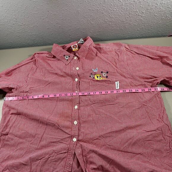 Tweety Bird 26/28 Womens Button Up Red White Plaid Looney Tunes Floral Collared - Picture 6 of 10